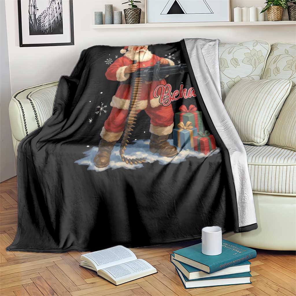 Christmas Santa Machine Gun Throw Blanket Behave Xmas Gun Lover TS11 Print Your Wear