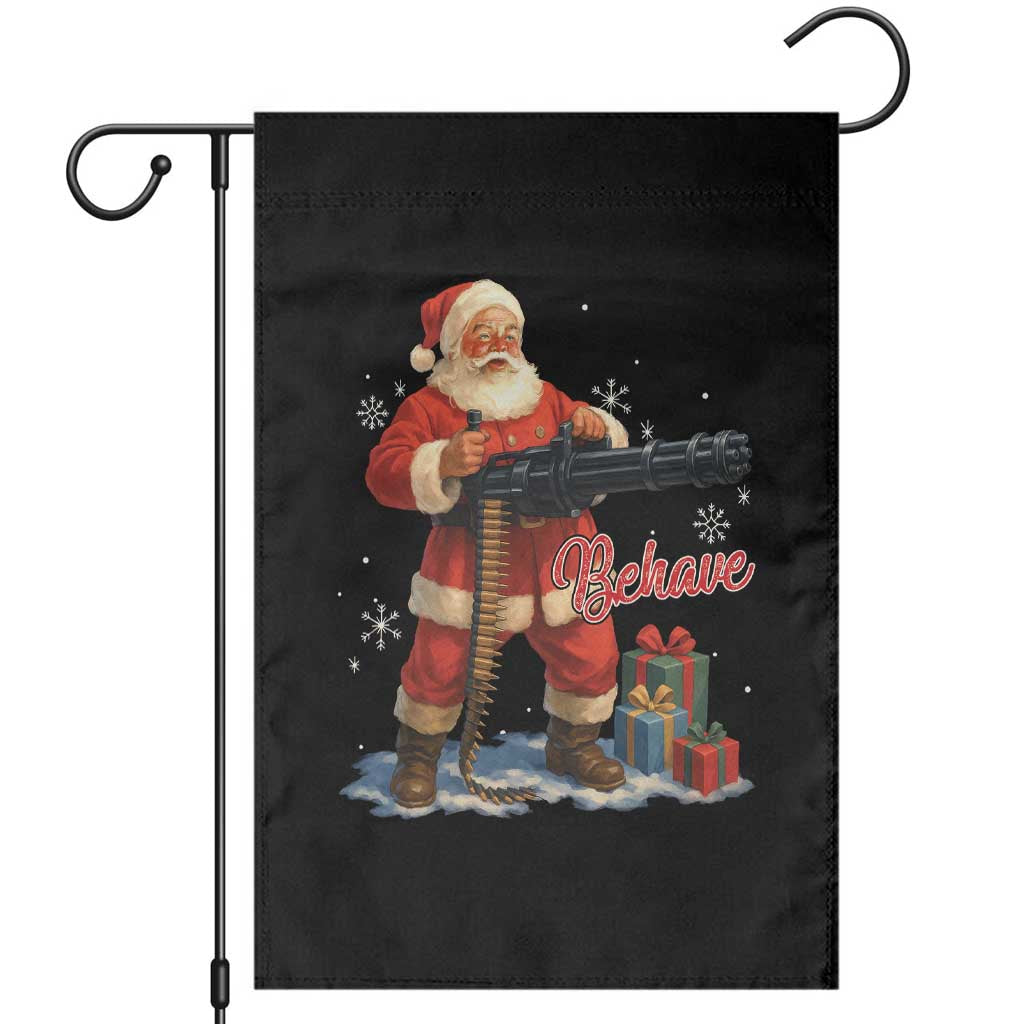 Christmas Santa Machine Gun Garden Flag Behave Xmas Gun Lover TS11 Black Print Your Wear