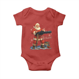 Christmas Santa Machine Gun Baby Onesie Behave Xmas Gun Lover TS11 Red Print Your Wear