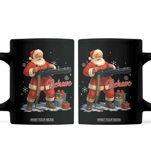 Christmas Santa Machine Gun Coffee Mug Behave Xmas Gun Lover TS11 Black Print Your Wear