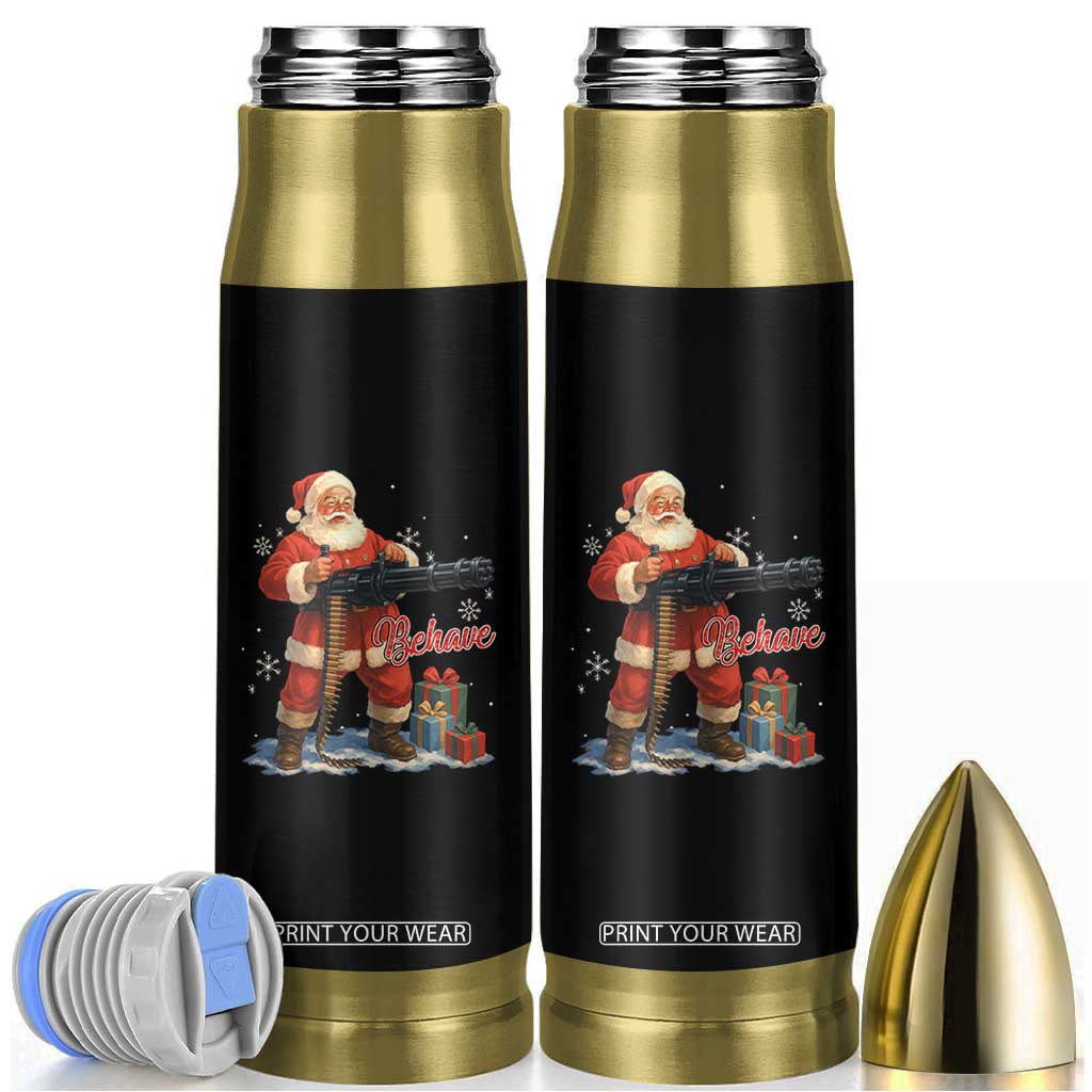 Christmas Santa Machine Gun Bullet Tumbler Behave Xmas Gun Lover TS11 Black Print Your Wear
