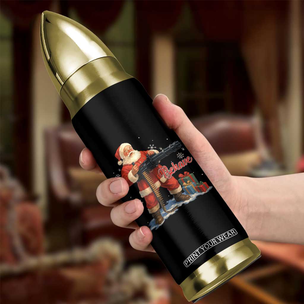 Christmas Santa Machine Gun Bullet Tumbler Behave Xmas Gun Lover TS11 Print Your Wear