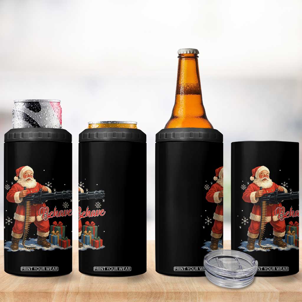 Christmas Santa Machine Gun 4 in 1 Can Cooler Tumbler Behave Xmas Gun Lover TS11 Print Your Wear