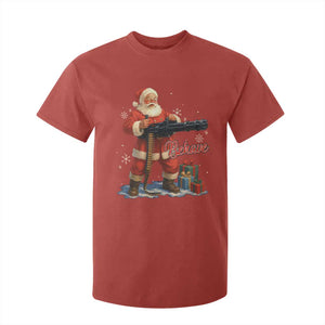 Christmas Santa Machine Gun T Shirt For Kid Behave Xmas Gun Lover TS11 Red Print Your Wear