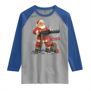 Christmas Santa Machine Gun Raglan Shirt Behave Xmas Gun Lover TS11 Sport Gray Royal Print Your Wear
