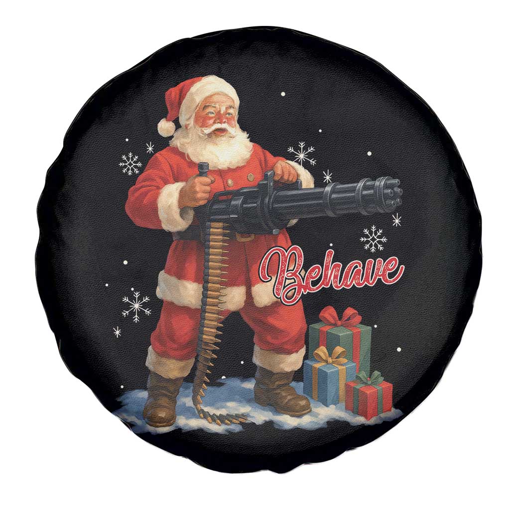 Christmas Santa Machine Gun Spare Tire Cover Behave Xmas Gun Lover TS11 Print Your Wear