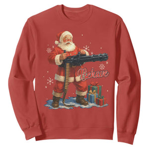 Christmas Santa Machine Gun Sweatshirt Behave Xmas Gun Lover TS11 Red Print Your Wear