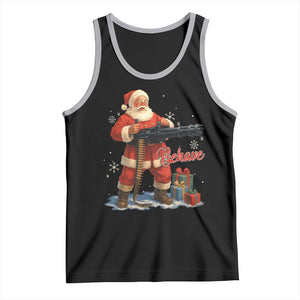 Christmas Santa Machine Gun Tank Top Behave Xmas Gun Lover TS11 Black Athletic Heather Print Your Wear