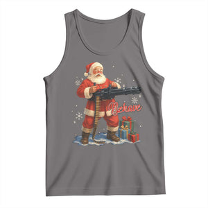 Christmas Santa Machine Gun Tank Top Behave Xmas Gun Lover TS11 Deep Heather Print Your Wear
