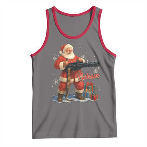Christmas Santa Machine Gun Tank Top Behave Xmas Gun Lover TS11 Deep Heather Red Print Your Wear