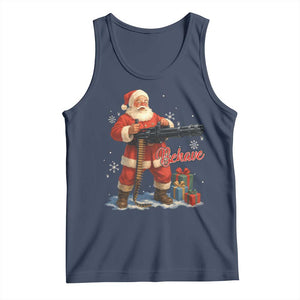 Christmas Santa Machine Gun Tank Top Behave Xmas Gun Lover TS11 Navy Print Your Wear