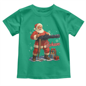 Christmas Santa Machine Gun Toddler T Shirt Behave Xmas Gun Lover TS11 Irish Green Print Your Wear