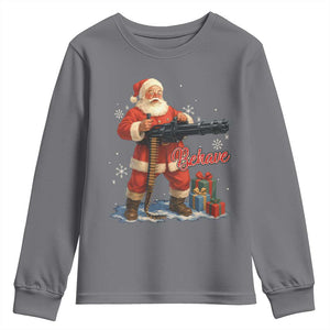 Christmas Santa Machine Gun Youth Sweatshirt Behave Xmas Gun Lover TS11 Charcoal Print Your Wear