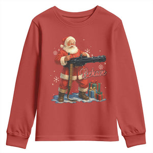 Christmas Santa Machine Gun Youth Sweatshirt Behave Xmas Gun Lover TS11 Red Print Your Wear