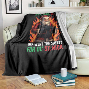 Funny Gun Christmas Throw Blanket Up On The Rooftop Click Click Off Went The Safety For Ol St Nick TS11 Print Your Wear