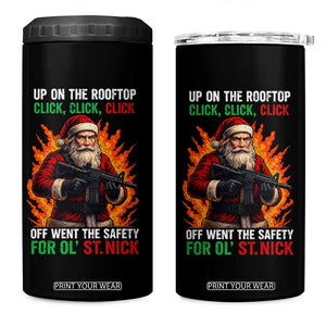 Funny Gun Christmas 4 in 1 Can Cooler Tumbler Up On The Rooftop Click Click Off Went The Safety For Ol St Nick TS11 One Size: 16 oz Black Print Your Wear
