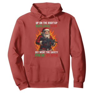 Funny Gun Christmas Hoodie Up On The Rooftop Click Click Off Went The Safety For Ol St Nick TS11 Red Print Your Wear