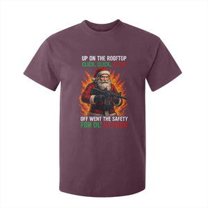 Funny Gun Christmas T Shirt For Kid Up On The Rooftop Click Click Off Went The Safety For Ol St Nick TS11 Maroon Print Your Wear