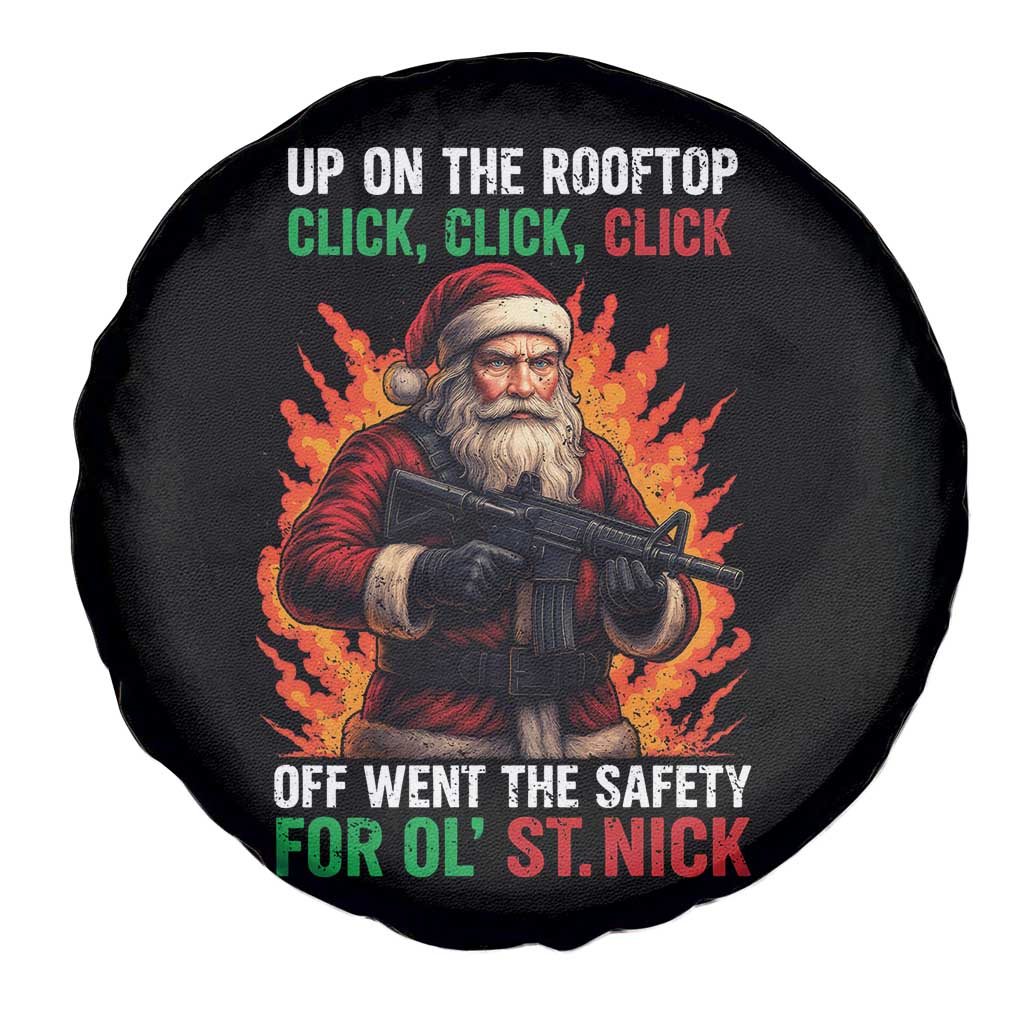 Funny Gun Christmas Spare Tire Cover Up On The Rooftop Click Click Off Went The Safety For Ol St Nick TS11 Print Your Wear