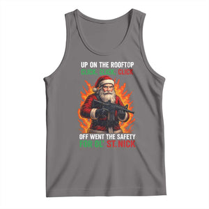 Funny Gun Christmas Tank Top Up On The Rooftop Click Click Off Went The Safety For Ol St Nick TS11 Deep Heather Print Your Wear