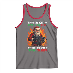 Funny Gun Christmas Tank Top Up On The Rooftop Click Click Off Went The Safety For Ol St Nick TS11 Deep Heather Red Print Your Wear