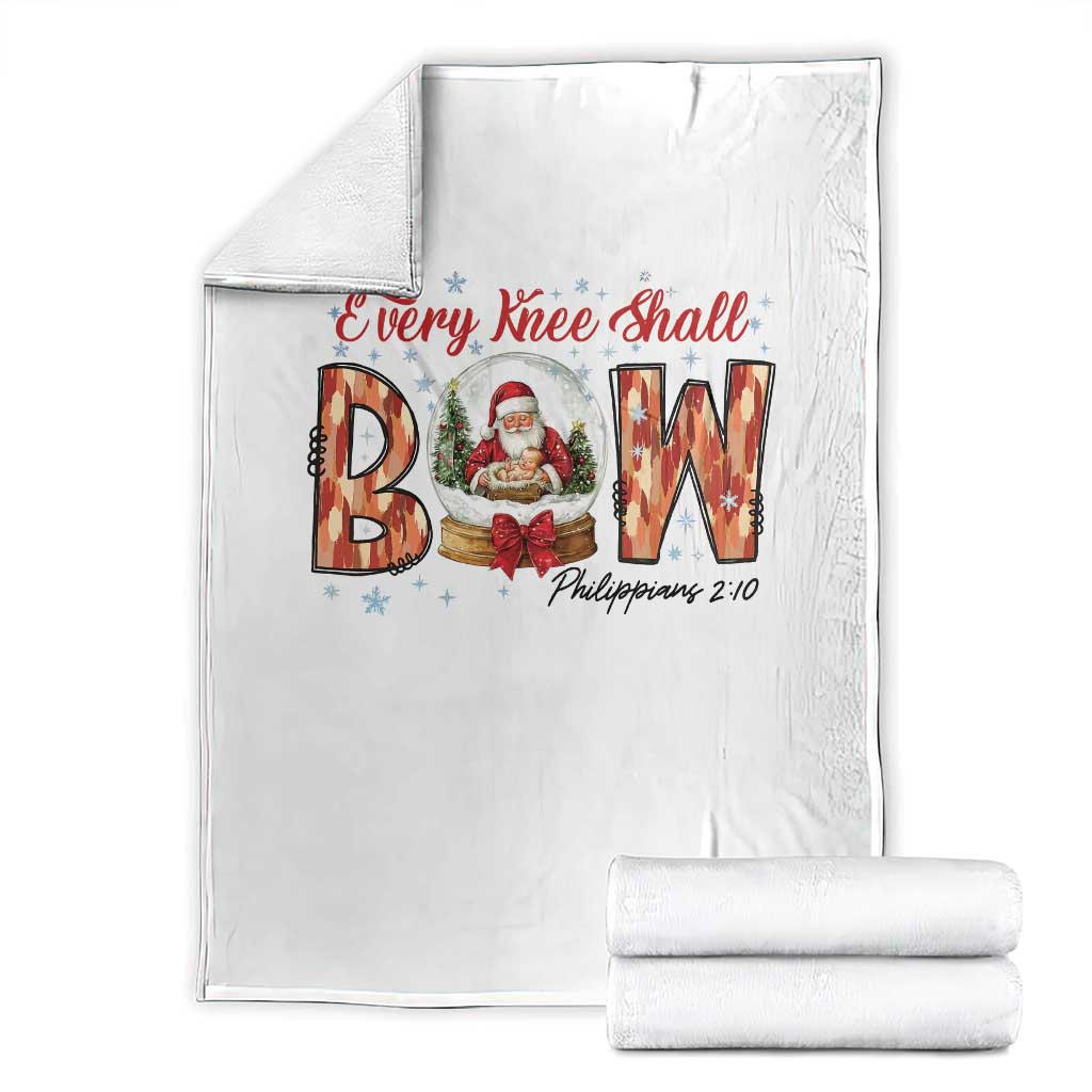 Every Knee Shall Bow Throw Blanket Santa Christmas Nativity Scene Bible Verse TS11 White Print Your Wear