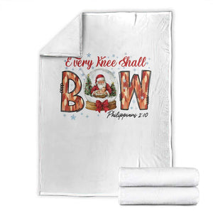 Every Knee Shall Bow Throw Blanket Santa Christmas Nativity Scene Bible Verse TS11 White Print Your Wear
