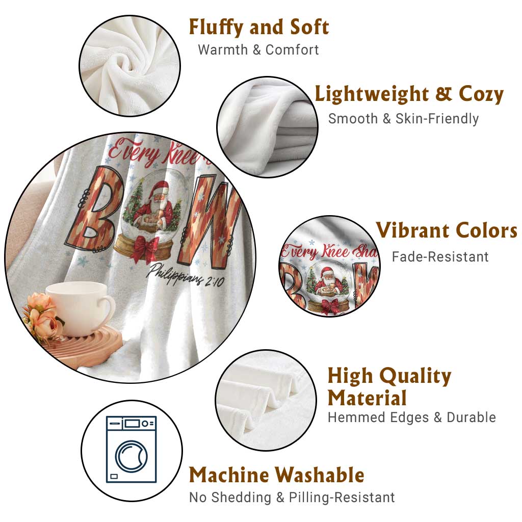 Every Knee Shall Bow Throw Blanket Santa Christmas Nativity Scene Bible Verse TS11 Print Your Wear