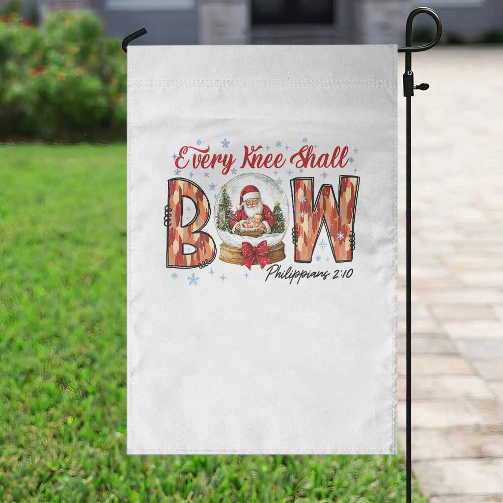 Every Knee Shall Bow Garden Flag Santa Christmas Nativity Scene Bible Verse TS11 Print Your Wear