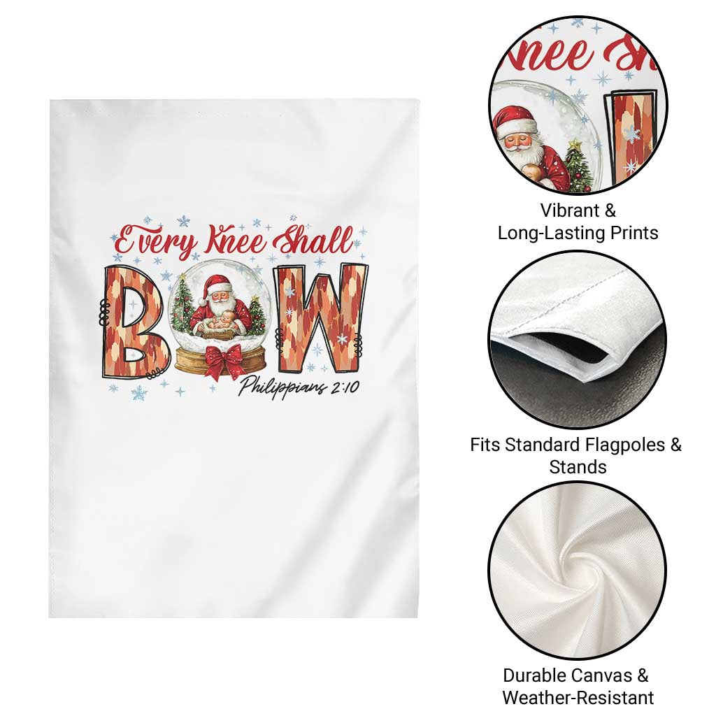 Every Knee Shall Bow Garden Flag Santa Christmas Nativity Scene Bible Verse TS11 Print Your Wear