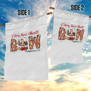 Every Knee Shall Bow Garden Flag Santa Christmas Nativity Scene Bible Verse TS11 Print Your Wear