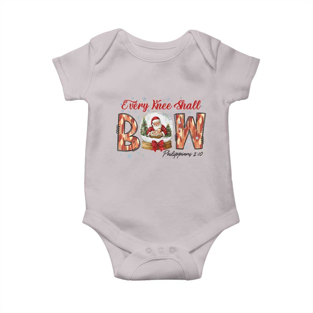 Every Knee Shall Bow Baby Onesie Santa Christmas Nativity Scene Bible Verse TS11 Ice Gray Print Your Wear