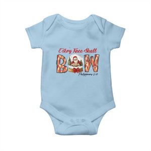 Every Knee Shall Bow Baby Onesie Santa Christmas Nativity Scene Bible Verse TS11 Light Blue Print Your Wear