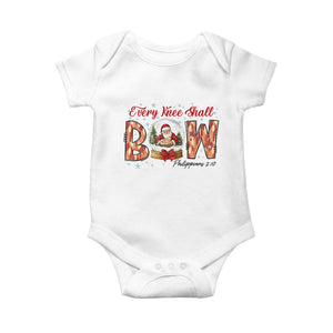 Every Knee Shall Bow Baby Onesie Santa Christmas Nativity Scene Bible Verse TS11 White Print Your Wear
