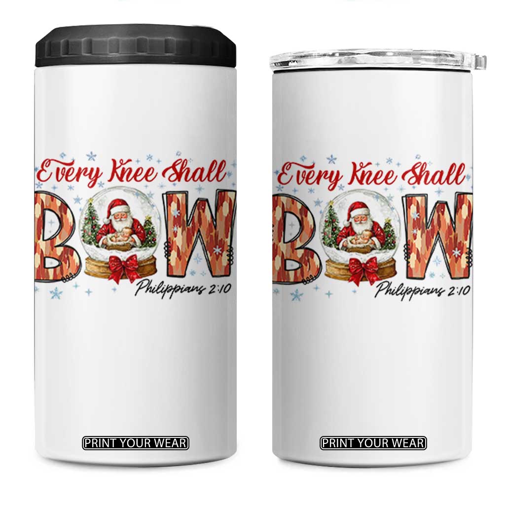 Every Knee Shall Bow 4 in 1 Can Cooler Tumbler Santa Christmas Nativity Scene Bible Verse TS11 One Size: 16 oz White Print Your Wear