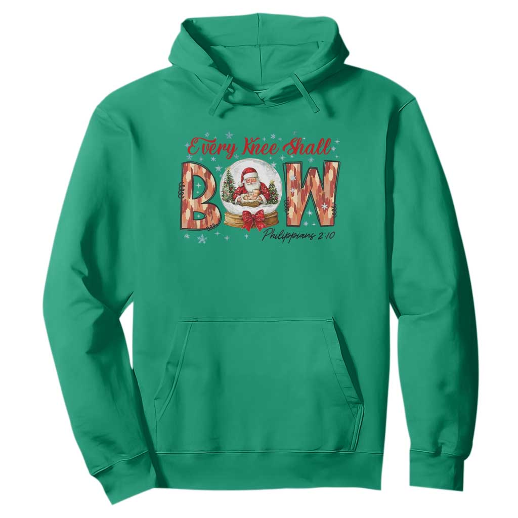 Every Knee Shall Bow Hoodie Santa Christmas Nativity Scene Bible Verse TS11 Irish Green Print Your Wear