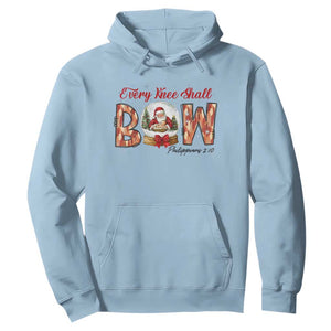 Every Knee Shall Bow Hoodie Santa Christmas Nativity Scene Bible Verse TS11 Light Blue Print Your Wear