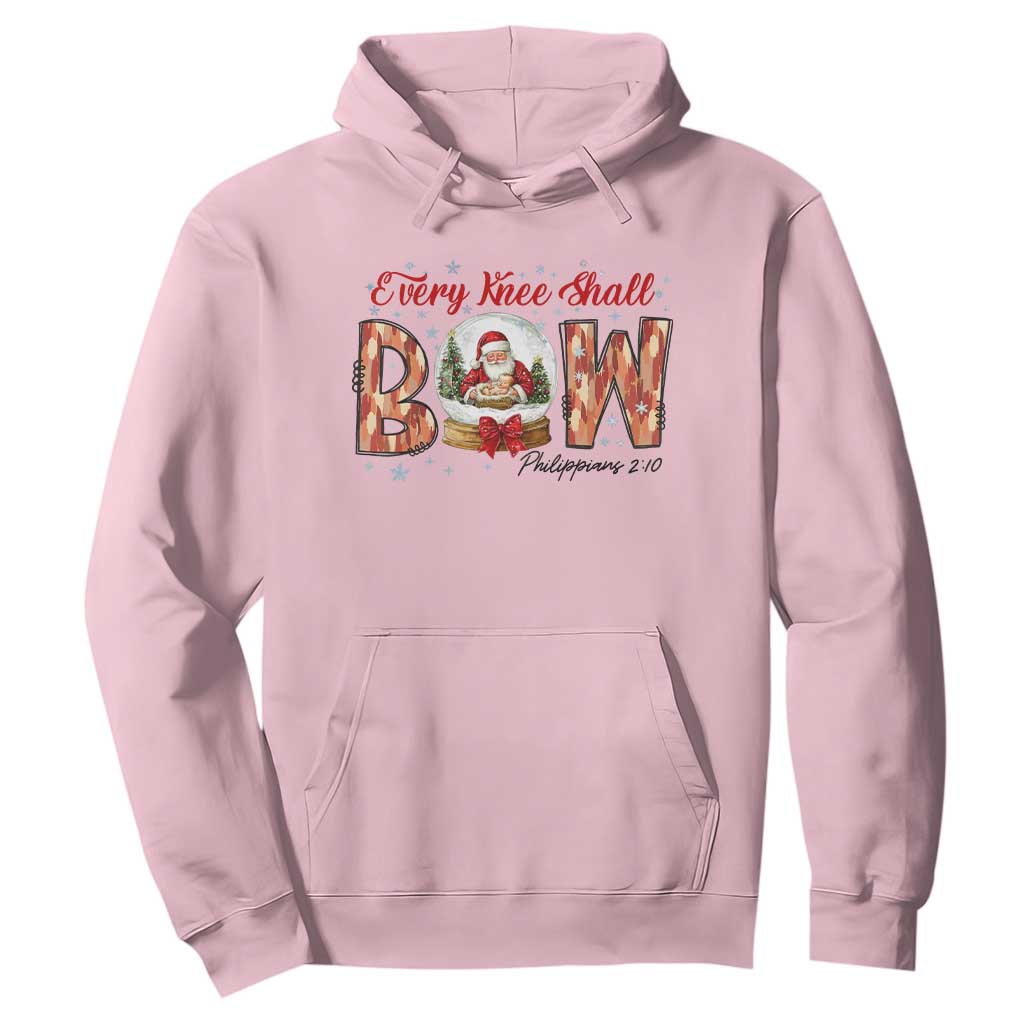 Every Knee Shall Bow Hoodie Santa Christmas Nativity Scene Bible Verse TS11 Light Pink Print Your Wear