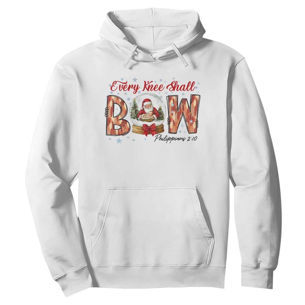 Every Knee Shall Bow Hoodie Santa Christmas Nativity Scene Bible Verse TS11 White Print Your Wear