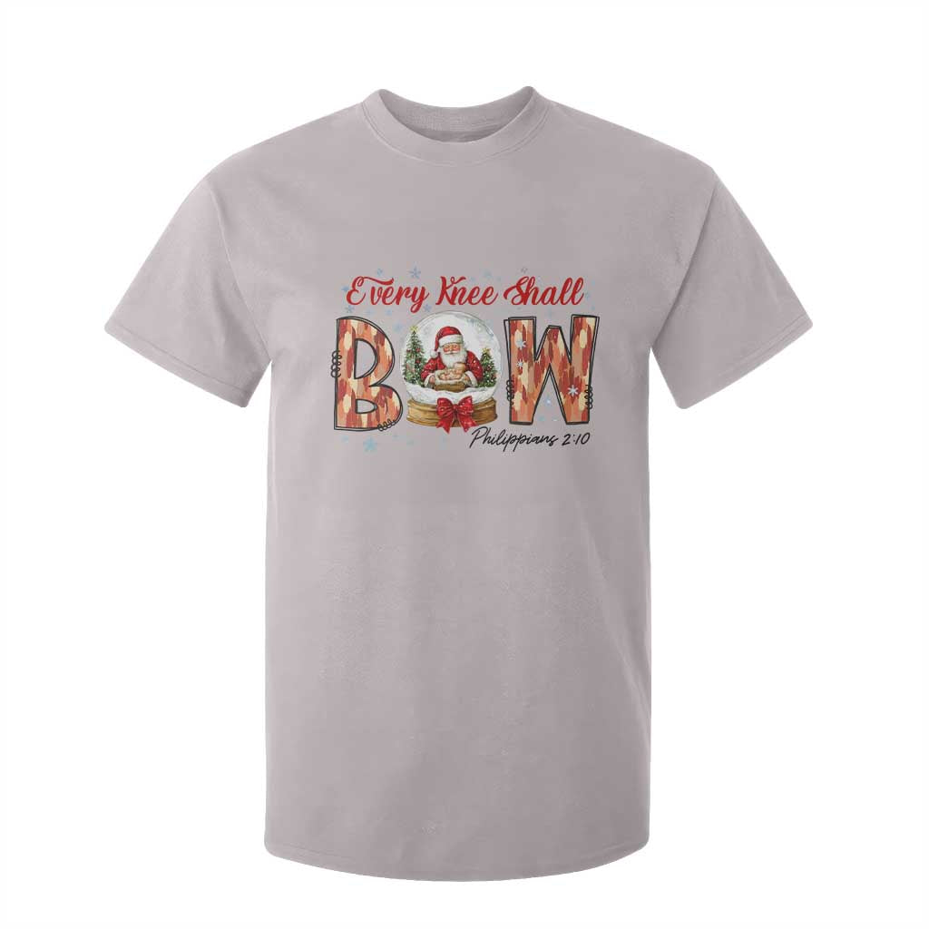 Every Knee Shall Bow T Shirt For Kid Santa Christmas Nativity Scene Bible Verse TS11 Ice Gray Print Your Wear