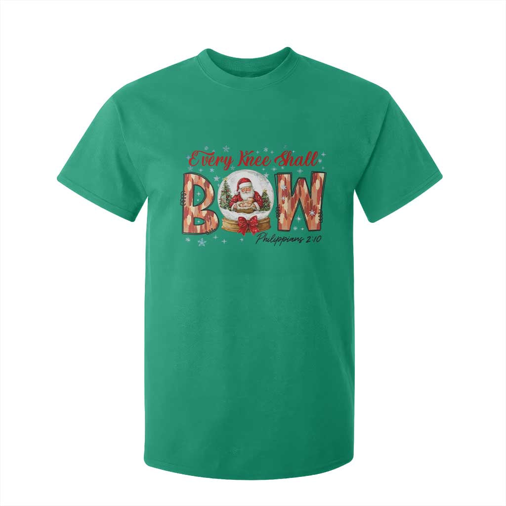 Every Knee Shall Bow T Shirt For Kid Santa Christmas Nativity Scene Bible Verse TS11 Irish Green Print Your Wear