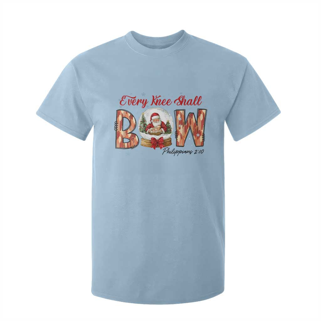 Every Knee Shall Bow T Shirt For Kid Santa Christmas Nativity Scene Bible Verse TS11 Light Blue Print Your Wear