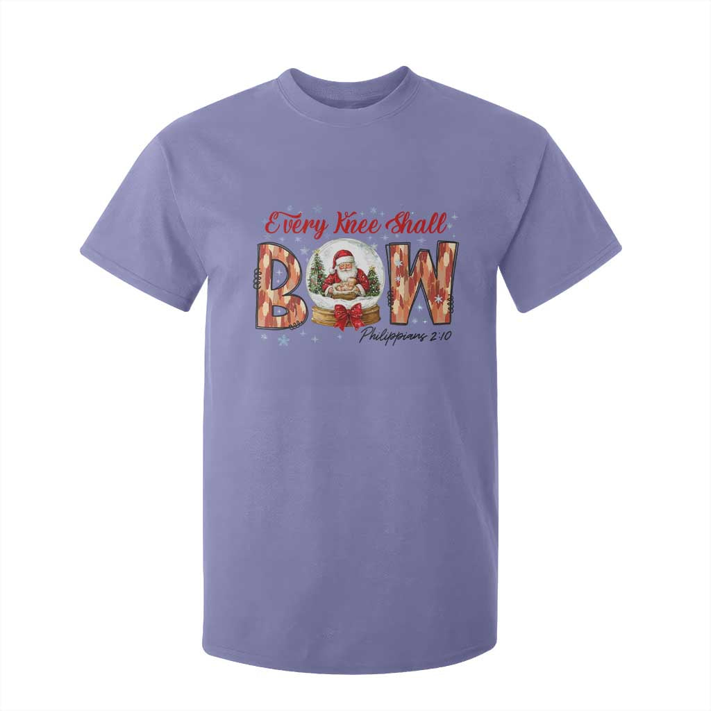 Every Knee Shall Bow T Shirt For Kid Santa Christmas Nativity Scene Bible Verse TS11 Violet Print Your Wear
