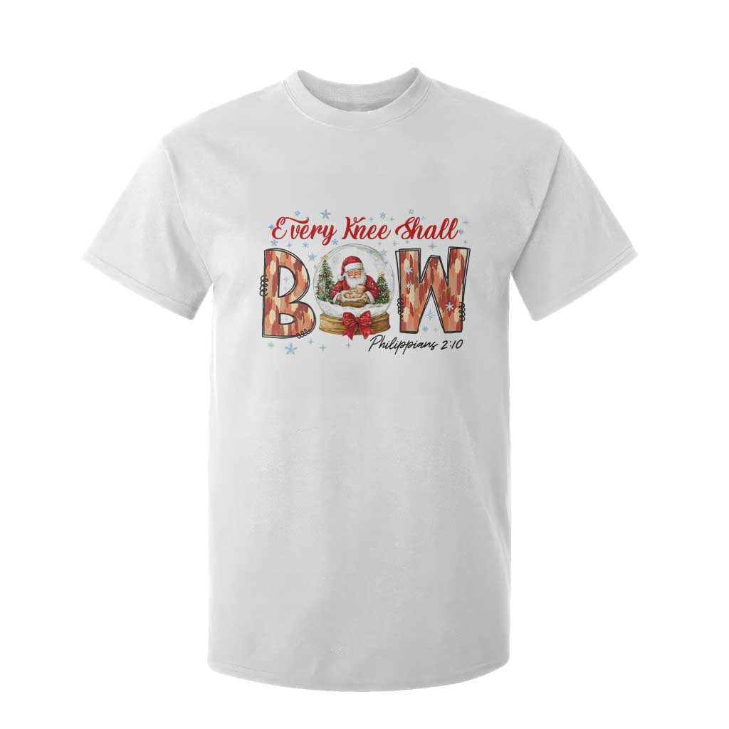 Every Knee Shall Bow T Shirt For Kid Santa Christmas Nativity Scene Bible Verse TS11 White Print Your Wear