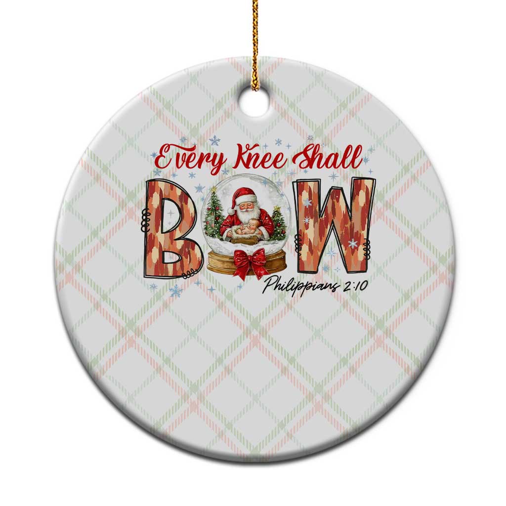 Every Knee Shall Bow Ceramic Ornament Santa Christmas Nativity Scene Bible Verse TS11 1pc Christmas Plaid Print Your Wear