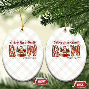 Every Knee Shall Bow Ceramic Ornament Santa Christmas Nativity Scene Bible Verse TS11 Print Your Wear