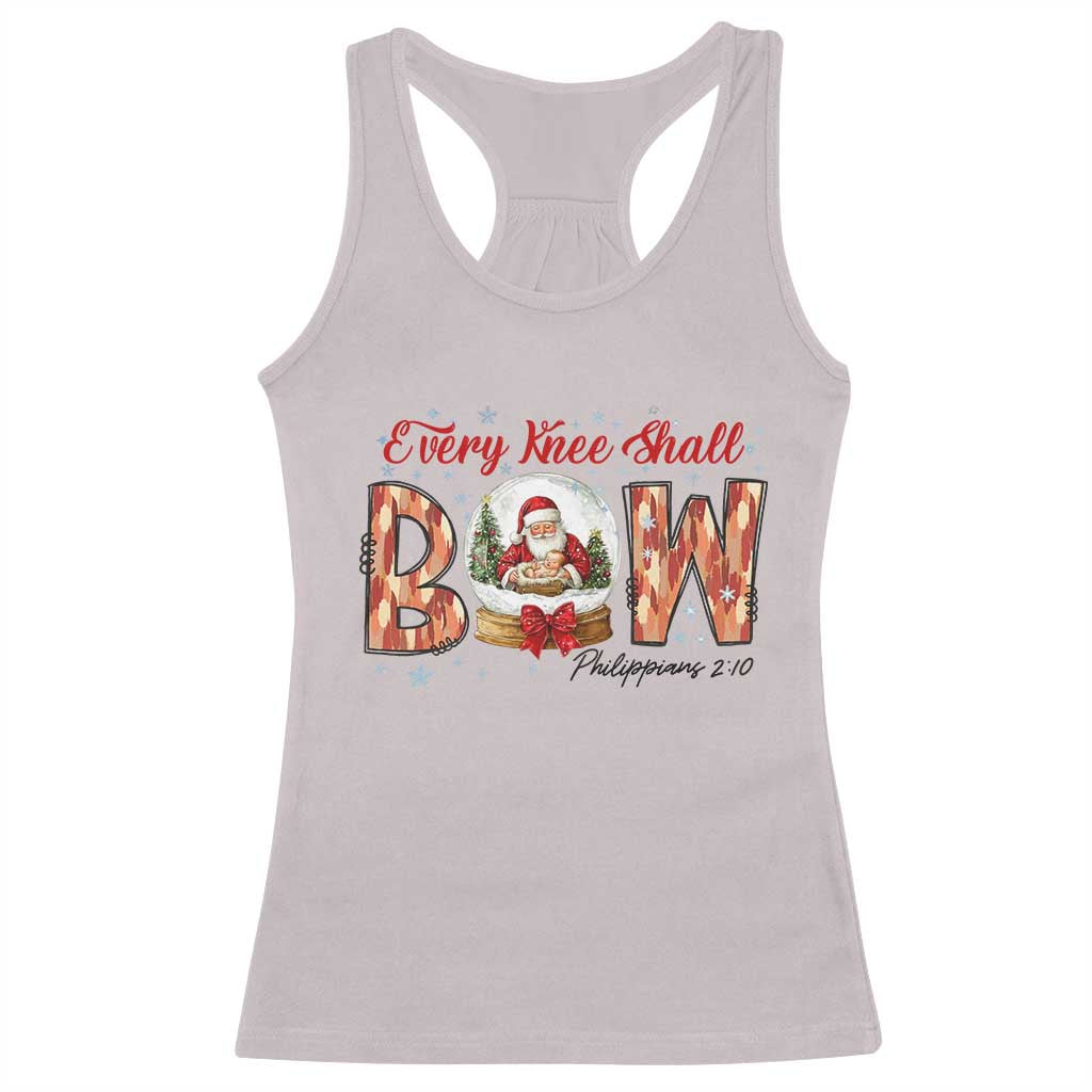 Every Knee Shall Bow Racerback Tank Top Santa Christmas Nativity Scene Bible Verse TS11 Ice Gray Print Your Wear