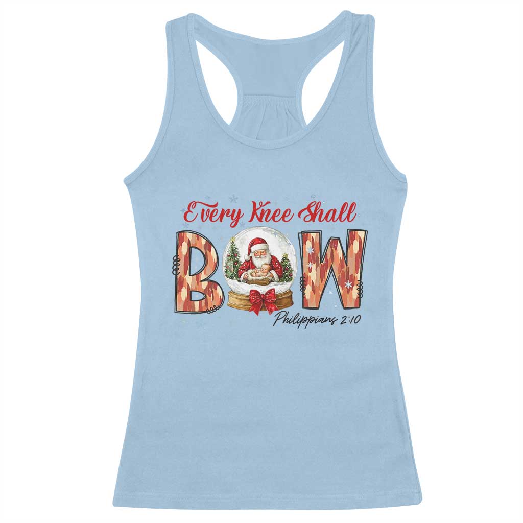 Every Knee Shall Bow Racerback Tank Top Santa Christmas Nativity Scene Bible Verse TS11 Light Blue Print Your Wear