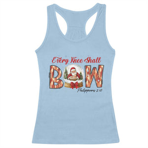 Every Knee Shall Bow Racerback Tank Top Santa Christmas Nativity Scene Bible Verse TS11 Light Blue Print Your Wear