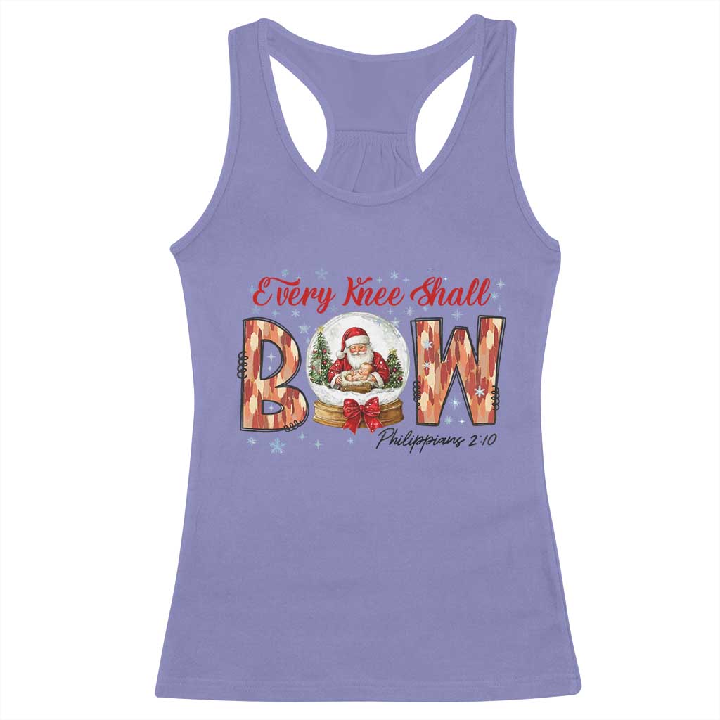 Every Knee Shall Bow Racerback Tank Top Santa Christmas Nativity Scene Bible Verse TS11 Violet Print Your Wear